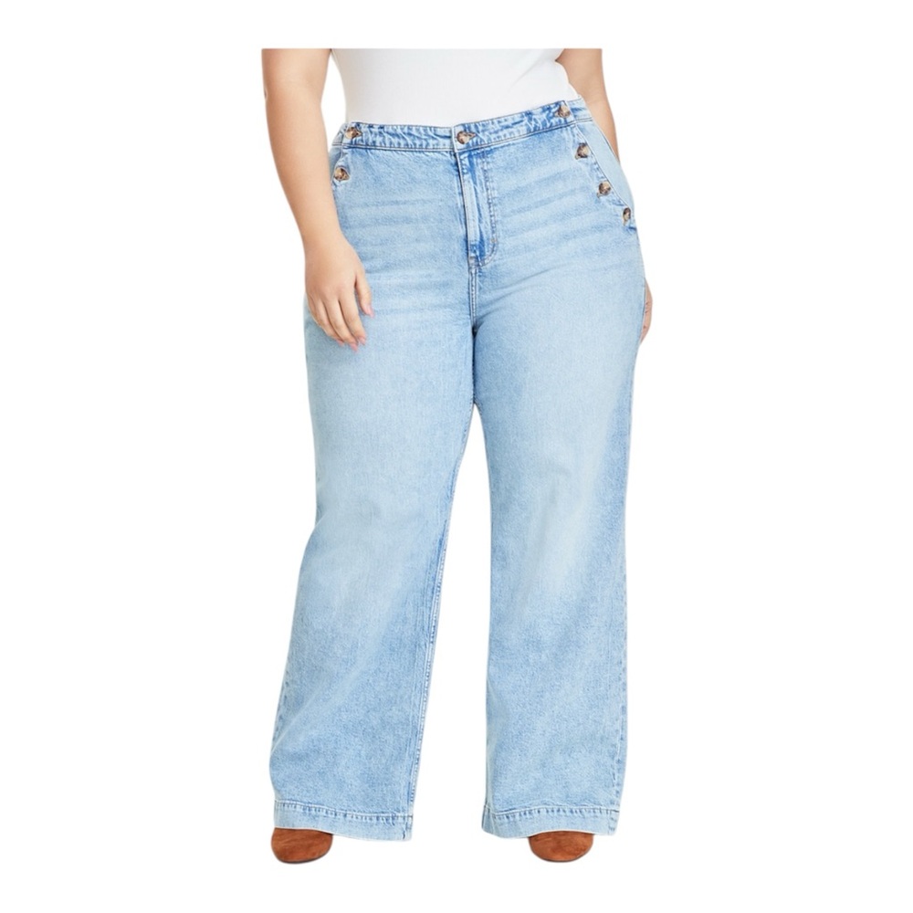 On 34th Plus Size Sailor High-Rise Wide-Leg Jeans (Size 14)